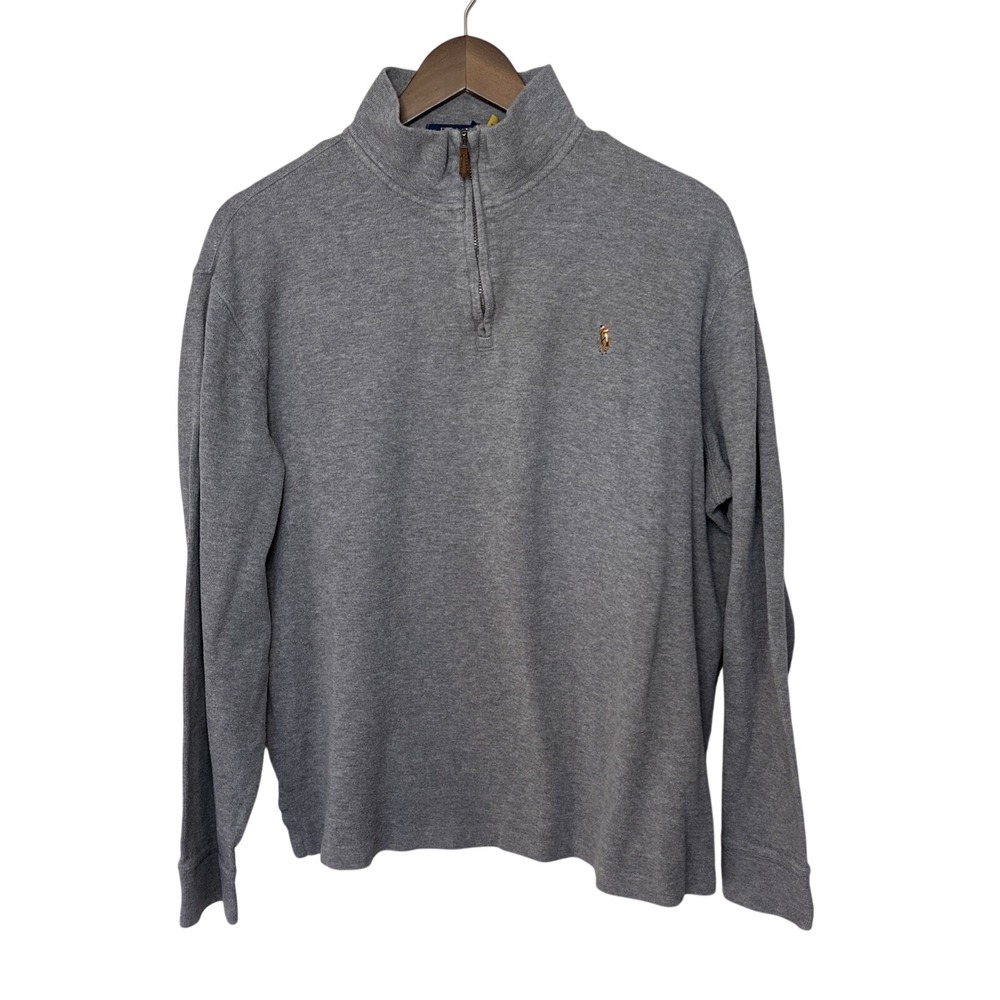 Polo Ralph Lauren Estate Rib Quarter Zip Up Pullover Sweater‎ Mens Gray Large